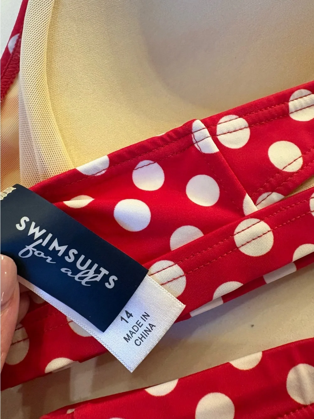 Swimsuits For All Red & White Polka Dot High-Waist Bikini SZ 14